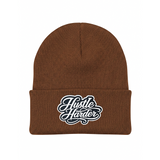 Brown Hustle Harder Beanie